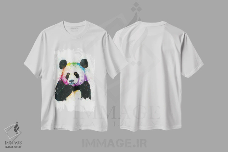 تیشرت سفید طرح دار پاندا، هنر فاخر معاصر اثر دیو بارتولت | فروشگاه ایماژ