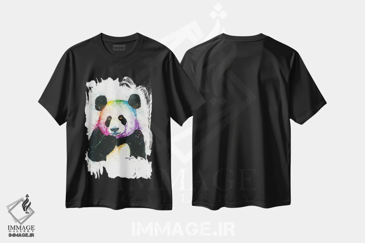 تیشرت مشکی طرح دار پاندا، هنر فاخر معاصر اثر دیو بارتولت | immage.ir