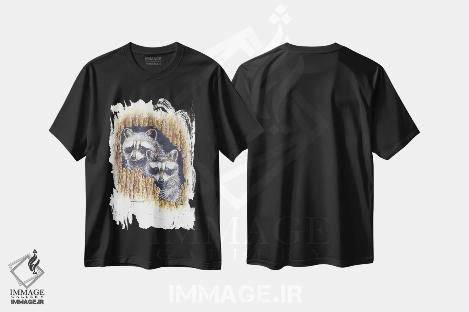 تیشرت مشکی طرح دار دزدان، دکور کلبه و لژ اثر دیو بارتولت | فروشگاه ایماژ