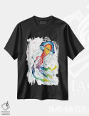تیشرت مشکی طرح دار عروس دریایی رنگین کمانی، دکور ساحلی اثر دیو بارتولت | immage.ir