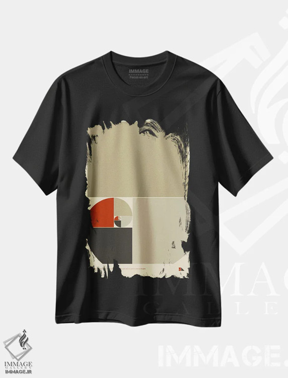تیشرت مشکی طرح دار نسبت طلایی، هنر دیجیتال اثر طراحی ۲۰۴۶ | immage.ir