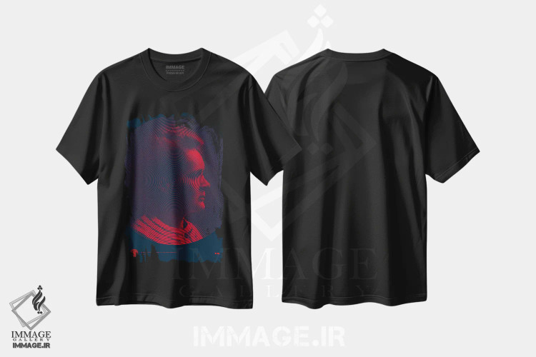 تیشرت مشکی طرح دار ماری کوری، هنر دیجیتال اثر طراحی ۲۰۴۶ | immage.ir