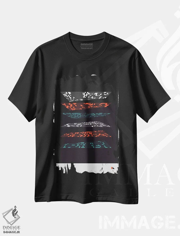 تیشرت مشکی طرح دار زندگی چندگانه، هنر دیجیتال اثر طراحی ۲۰۴۶ | فروشگاه ایماژ