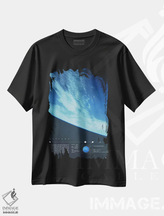 تیشرت مشکی طرح دار نپتون، هنر دیجیتال اثر طراحی ۲۰۴۶ | فروشگاه ایماژ