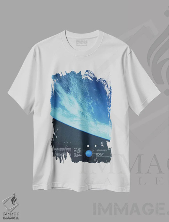 تیشرت سفید طرح دار نپتون، هنر دیجیتال اثر طراحی ۲۰۴۶ | immage.ir