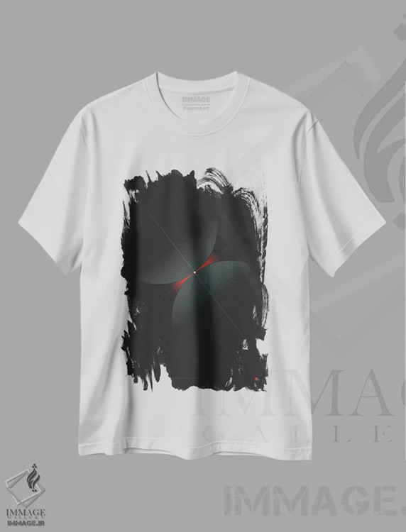 تیشرت سفید طرح دار برخورد I، هنر دیجیتال اثر طراحی ۲۰۴۶ | فروشگاه ایماژ