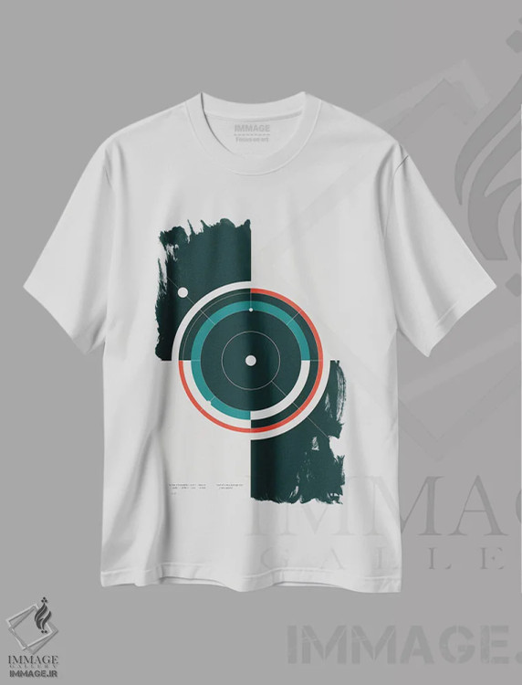 تیشرت سفید طرح دار مدارها، تزئینی اثر طراحی ۲۰۴۶ | فروشگاه ایماژ