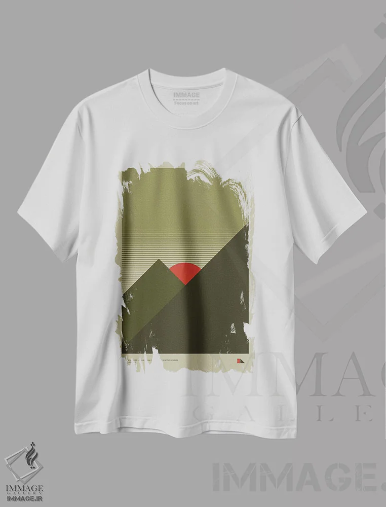 تیشرت سفید طرح دار کوهستان ها، تزئینی اثر طراحی ۲۰۴۶ | immage.ir