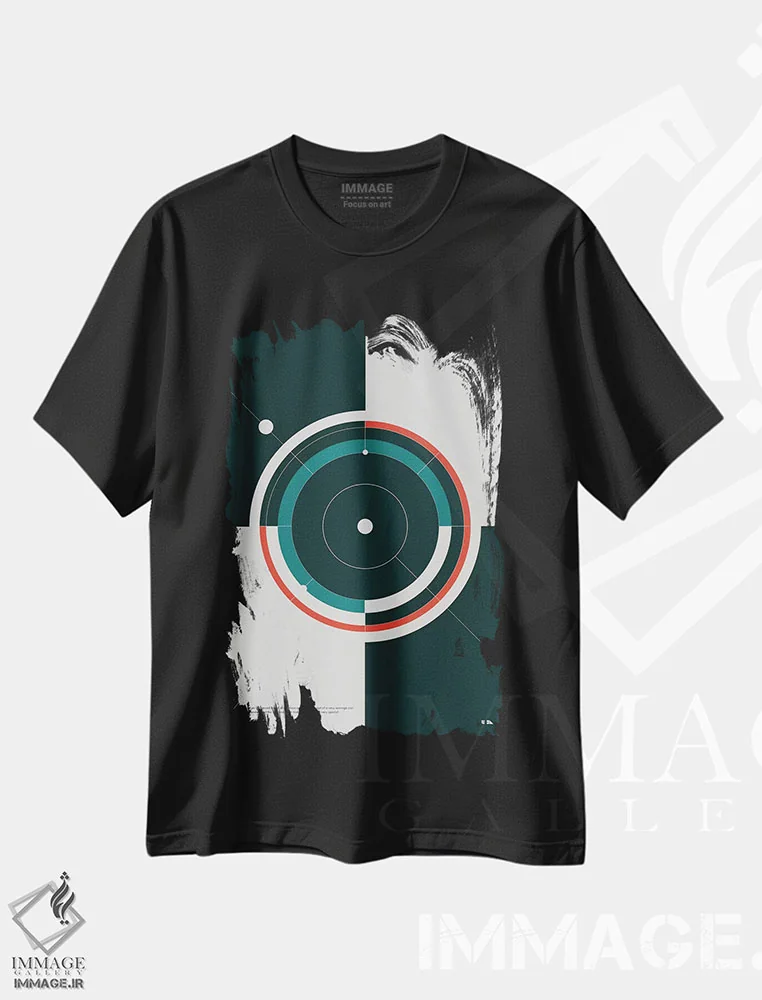 تیشرت مشکی طرح دار مدارها، تزئینی اثر طراحی ۲۰۴۶ | immage.ir