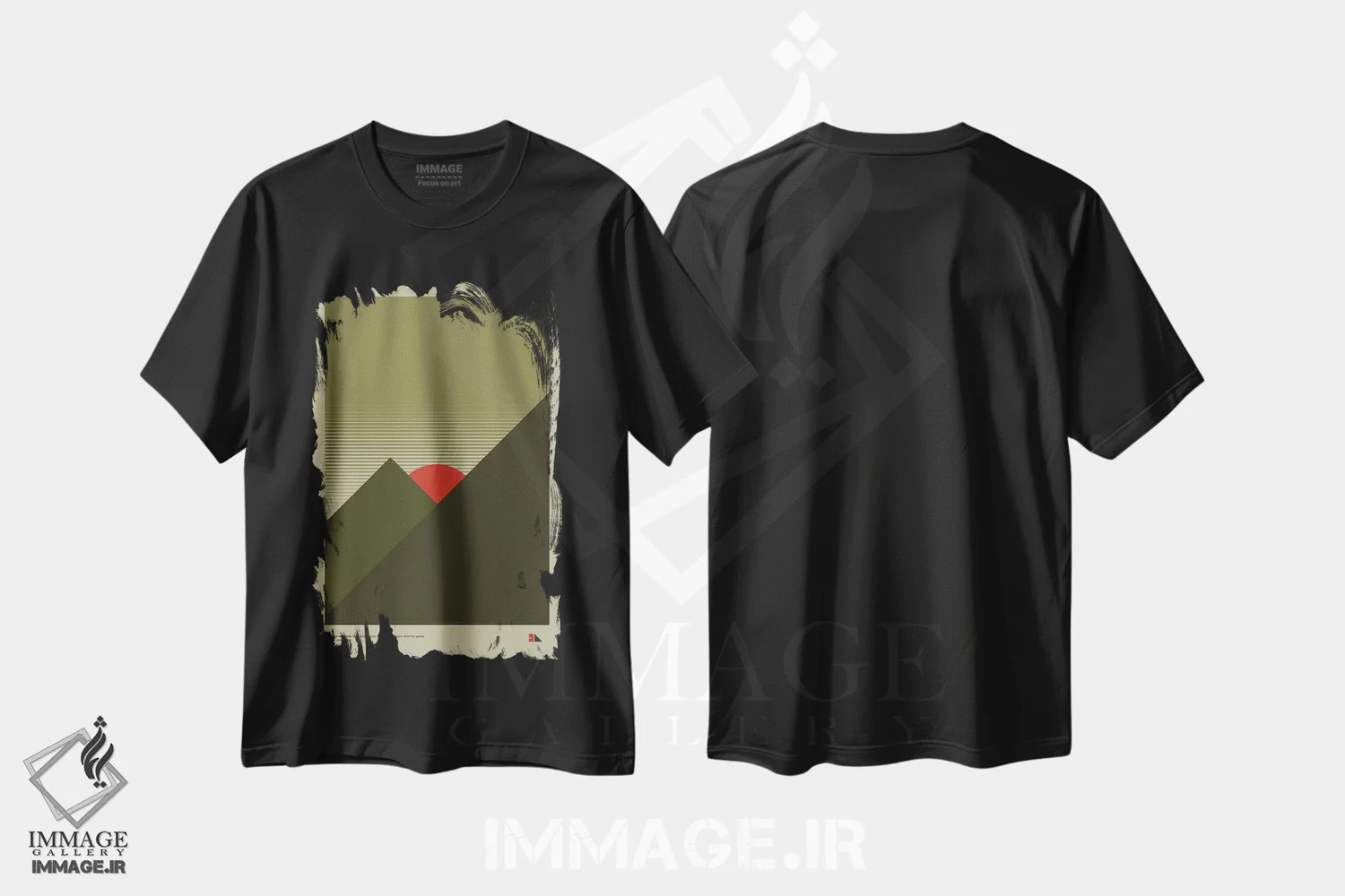 تیشرت مشکی طرح دار کوهستان ها، تزئینی اثر طراحی ۲۰۴۶ | فروشگاه ایماژ