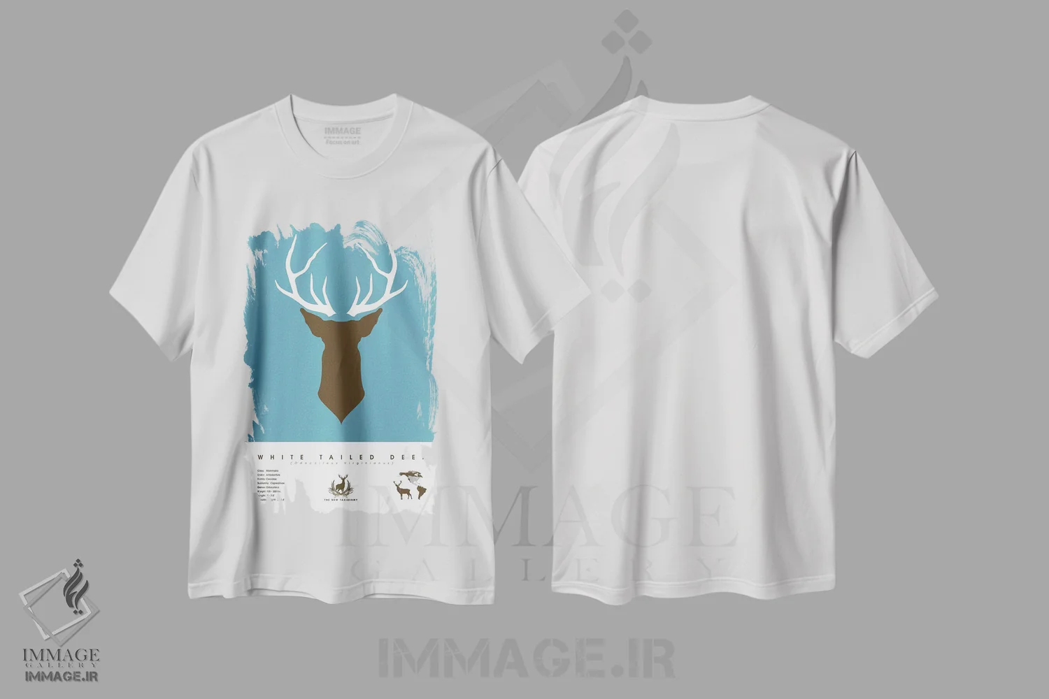 تیشرت سفید طرح دار گوزن دم سفید، هنر دیجیتال اثر طراحی ۲۰۴۶ | immage.ir