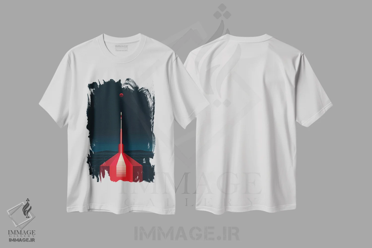 تیشرت سفید طرح دار پرواز یا بلند شدن، تزئینی اثر طراحی ۲۰۴۶ | فروشگاه ایماژ