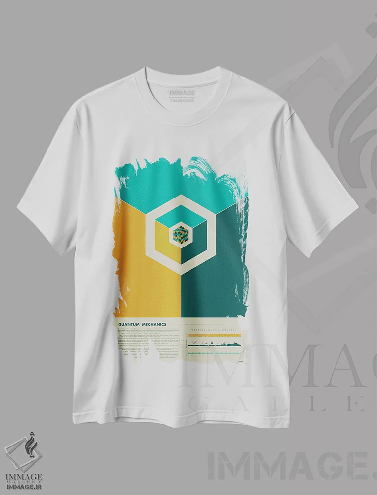 تیشرت سفید طرح دار مکانیک کوانتومی، تزئینی اثر طراحی ۲۰۴۶ | immage.ir