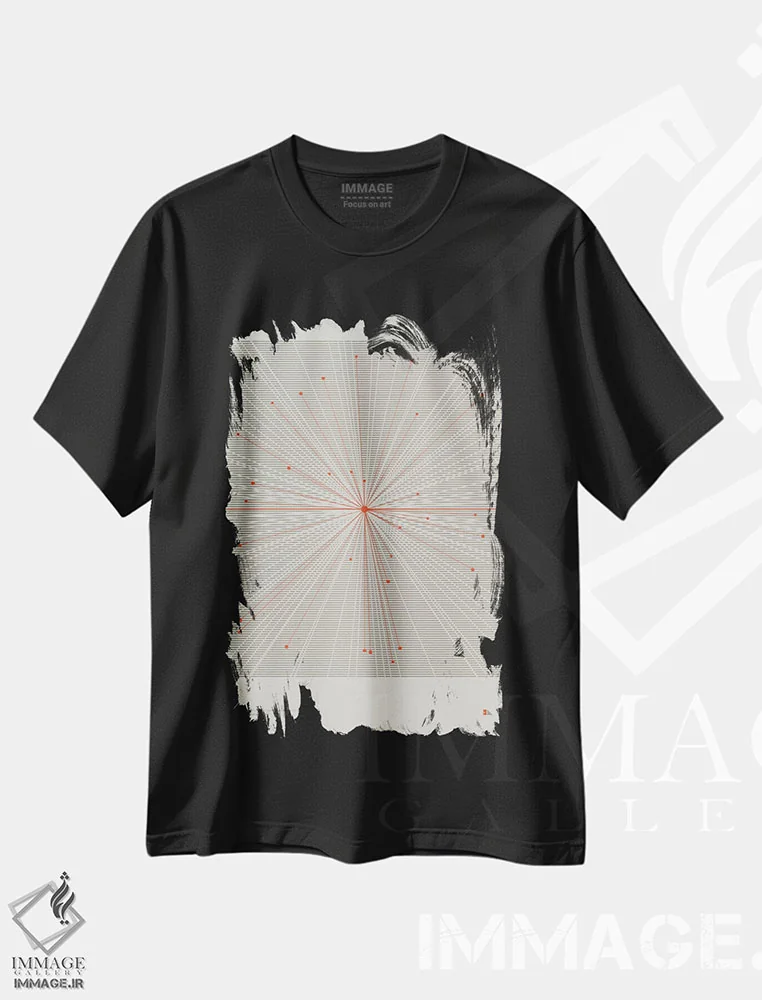 تیشرت مشکی طرح دار برخورد II، هنر دیجیتال اثر طراحی ۲۰۴۶ | immage.ir