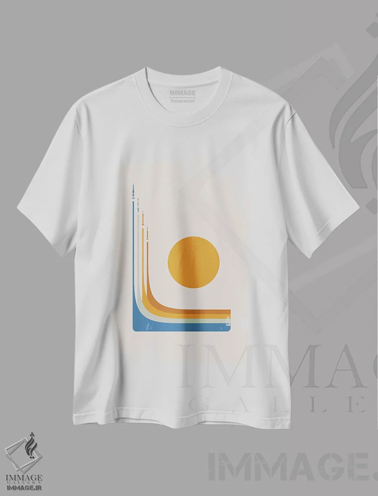 تیشرت سفید طرح دار رقابت فضایی، تزئینی اثر طراحی ۲۰۴۶ | immage.ir