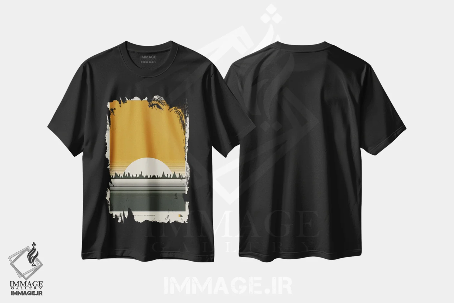 تیشرت مشکی طرح دار غروب، تزئینی اثر طراحی ۲۰۴۶ | immage.ir