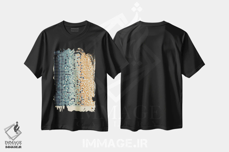 تیشرت مشکی طرح دار آنتروپی، هنر دیجیتال اثر طراحی ۲۰۴۶ | فروشگاه ایماژ