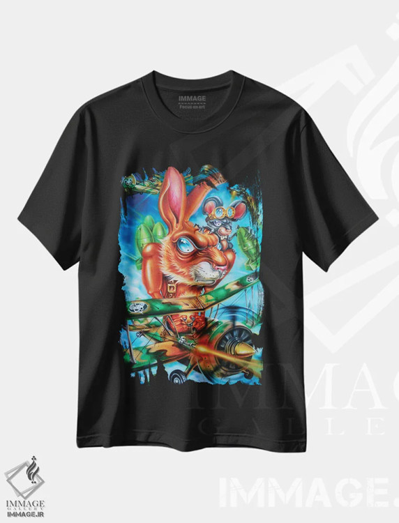 تیشرت مشکی طرح دار نبرد هوایی، هنر فاخر معاصر اثر درک تورکوت | فروشگاه ایماژ