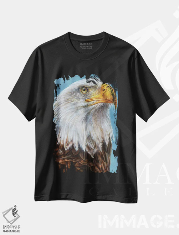 تیشرت مشکی طرح دار عقاب، هنر فاخر معاصر اثر درک تورکوت | immage.ir