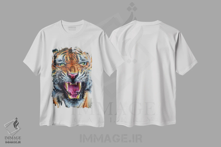 تیشرت سفید طرح دار غرش عصبانی، هنر فاخر معاصر اثر درک تورکوت | فروشگاه ایماژ