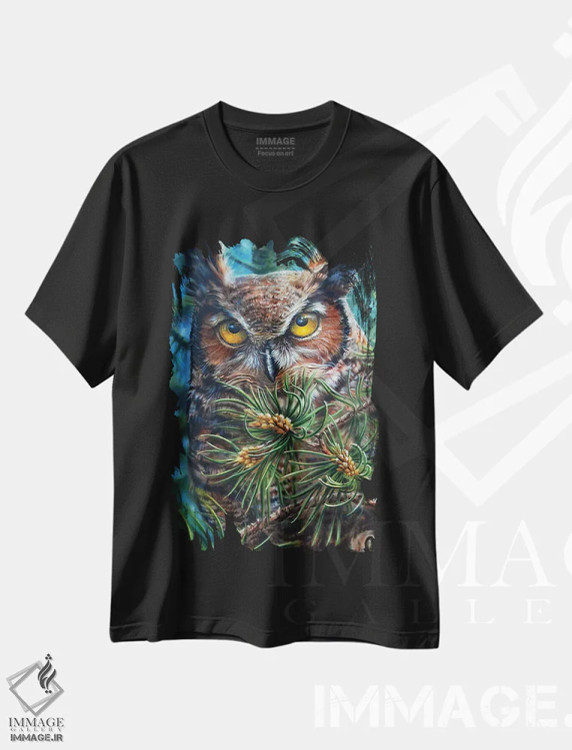 تیشرت مشکی طرح دار شاخ بزرگ، هنر فاخر معاصر اثر درک تورکوت | immage.ir