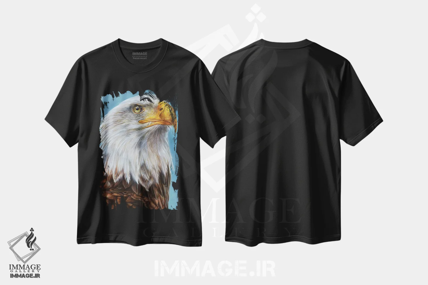 تیشرت مشکی طرح دار عقاب، هنر فاخر معاصر اثر درک تورکوت | immage.ir