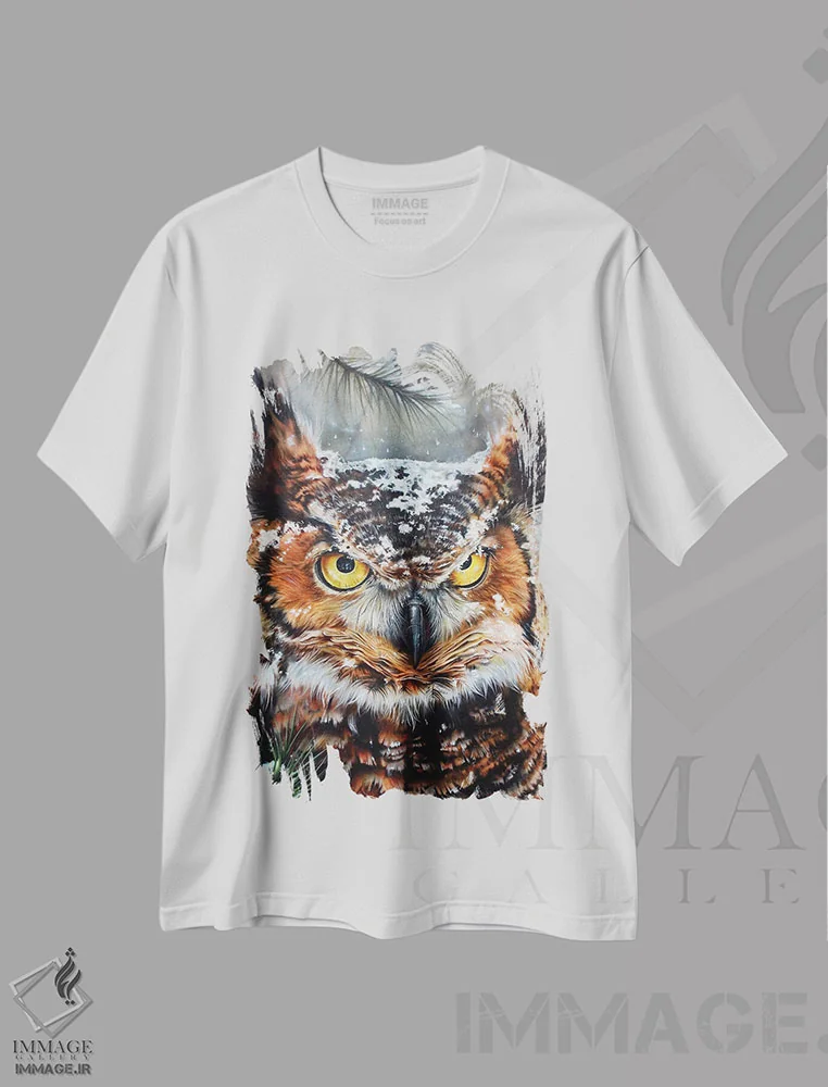 تیشرت سفید طرح دار شاخدار بزرگ ۲، هنر فاخر معاصر اثر درک تورکوت | immage.ir