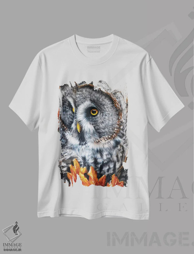 تیشرت سفید طرح دار خاکستری بزرگ، هنر فاخر معاصر اثر درک تورکوت | فروشگاه ایماژ