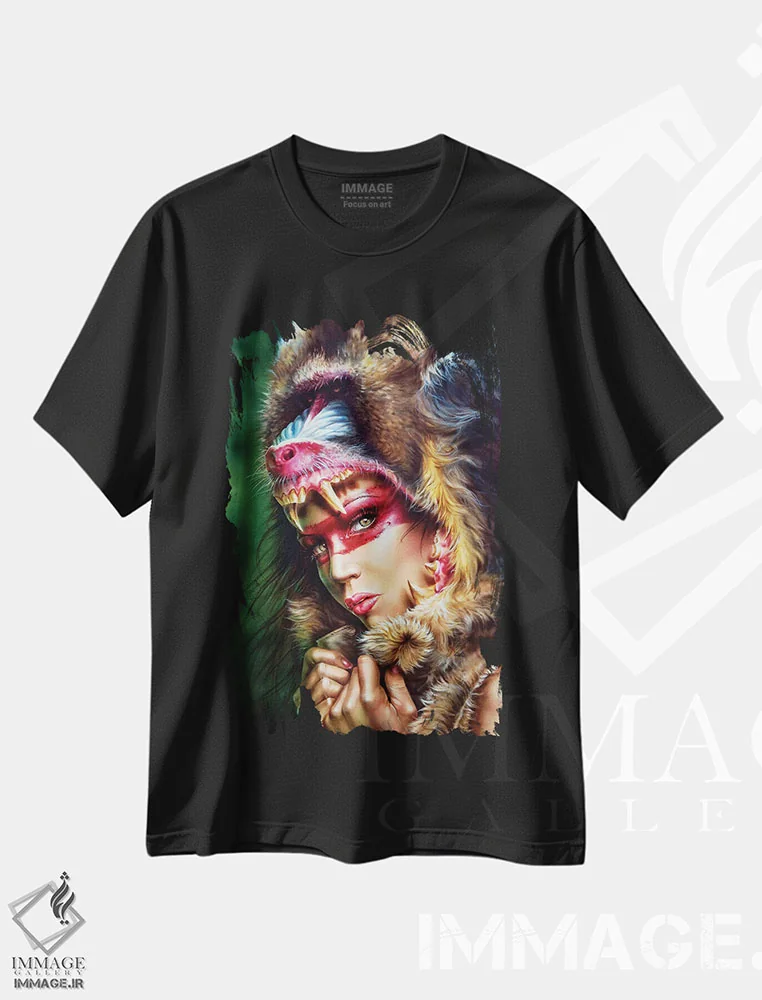 تیشرت مشکی طرح دار ماندریل شکارچی، هنر فاخر معاصر اثر درک تورکوت | immage.ir