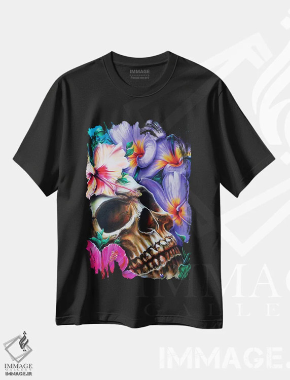 تیشرت مشکی طرح دار زندگی و مرگ، هنر فاخر معاصر اثر درک تورکوت | immage.ir