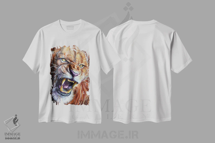 تیشرت سفید طرح دار شیر، هنر فاخر معاصر اثر درک تورکوت | immage.ir