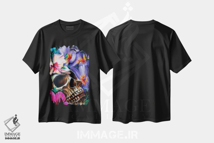 تیشرت مشکی طرح دار زندگی و مرگ، هنر فاخر معاصر اثر درک تورکوت | immage.ir