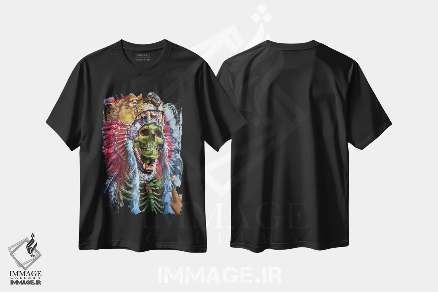 تیشرت مشکی طرح دار شیر جنگجو، هنر فاخر معاصر اثر درک تورکوت | immage.ir