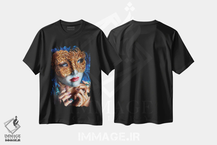 تیشرت مشکی طرح دار نقاب دار، هنر فاخر معاصر اثر درک تورکوت | immage.ir