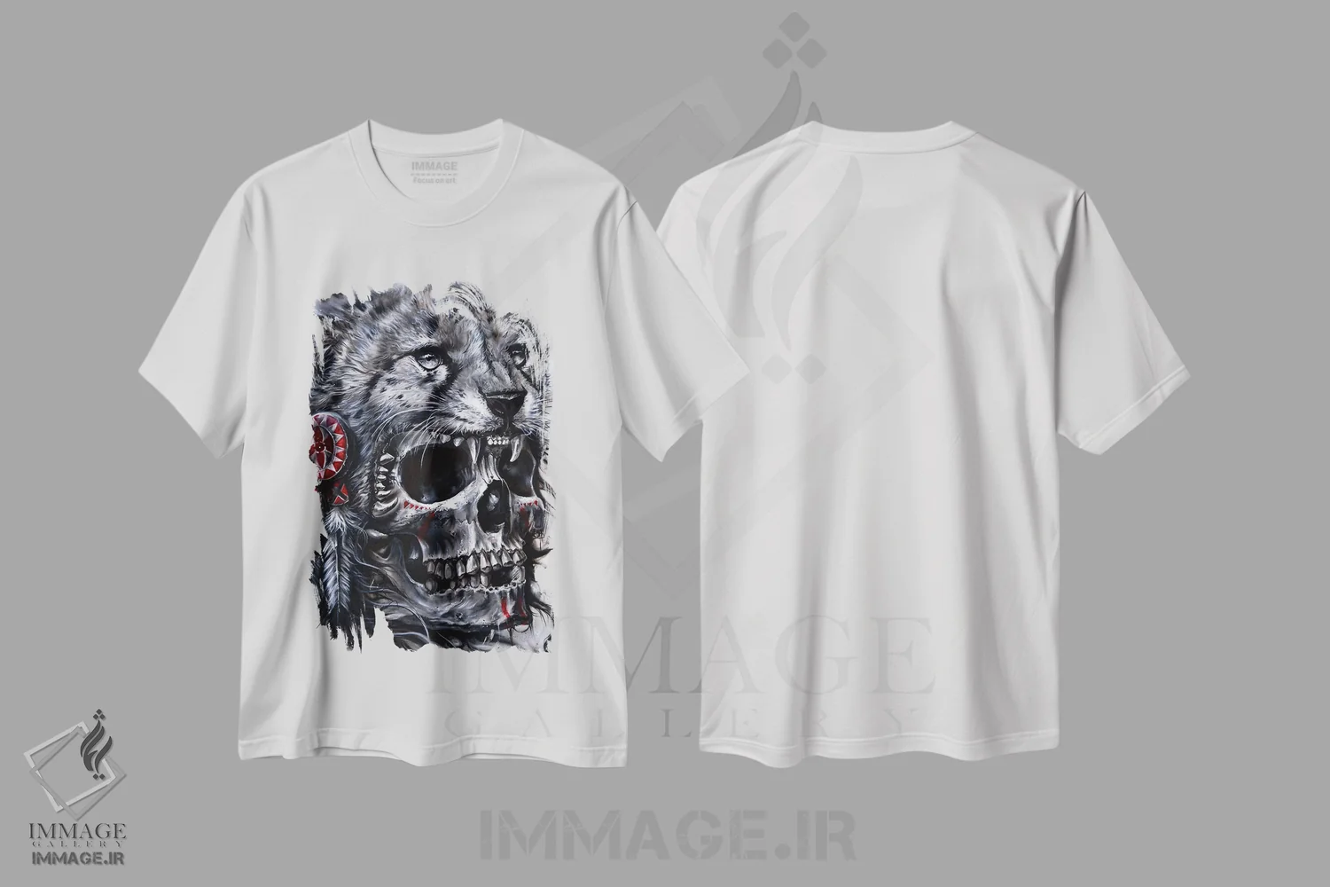 تیشرت سفید طرح دار لئوپارد جمجمه دار، هنر فاخر معاصر اثر درک تورکوت | فروشگاه ایماژ