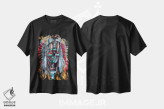 تیشرت مشکی طرح دار جنگجوی دندان خنجری، هنر فاخر معاصر اثر درک تورکوت | فروشگاه ایماژ