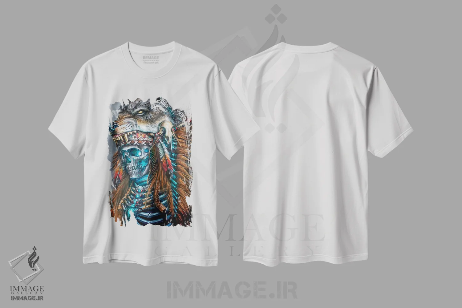 تیشرت سفید طرح دار کلاه پوست روح گرگ، هنر فاخر معاصر اثر درک تورکوت | immage.ir