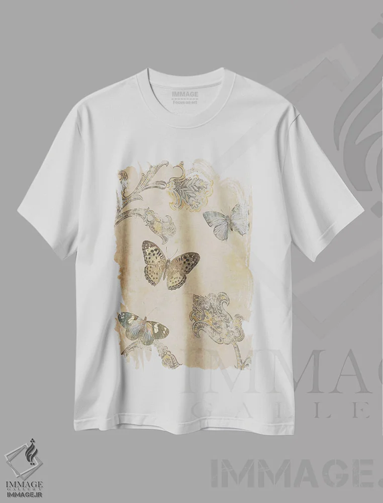 تیشرت سفید طرح دار پروانه تزئینی II، دکور معاصر اثر دبورا دوولیه | immage.ir