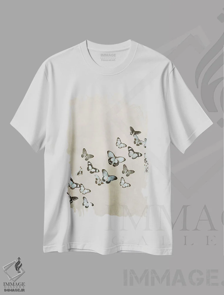 تیشرت سفید طرح دار پرواز بهاری I، دکور معاصر اثر دبورا دوولیه | immage.ir