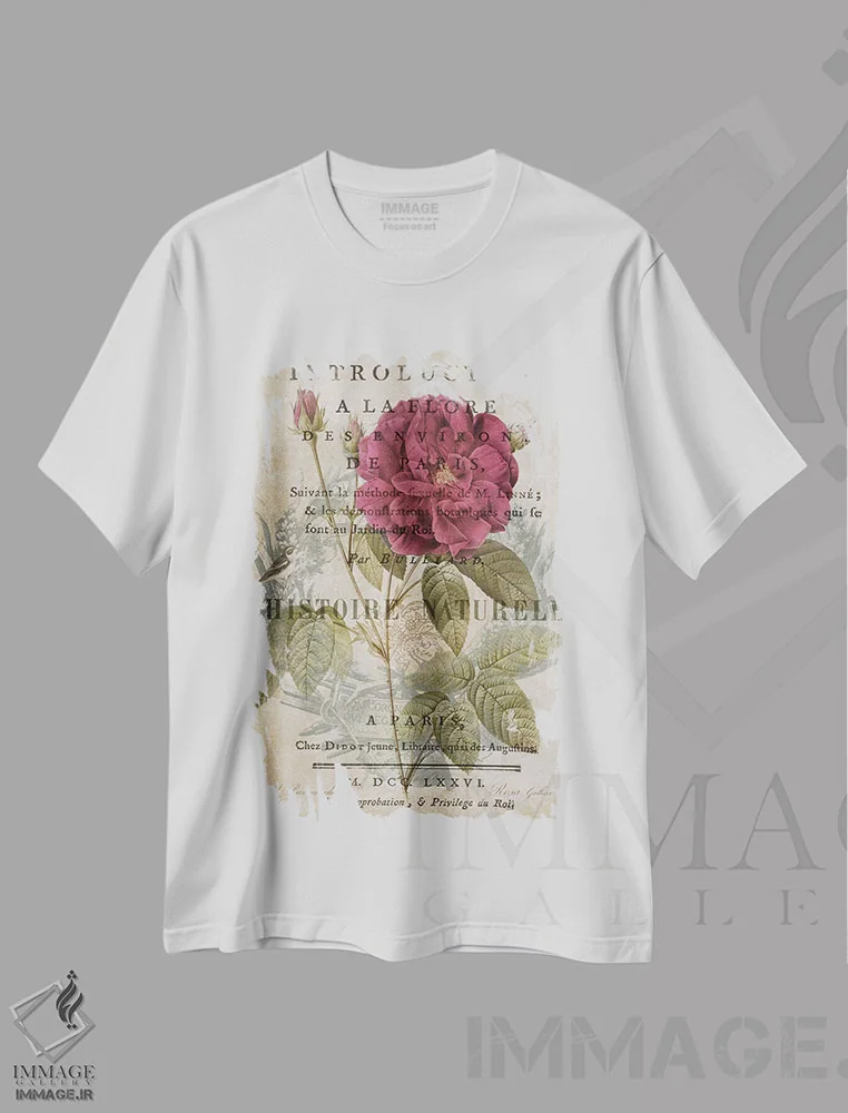 تیشرت سفید طرح دار گیاه شناسی I، تزئینی اثر دبورا دوولیه | فروشگاه ایماژ