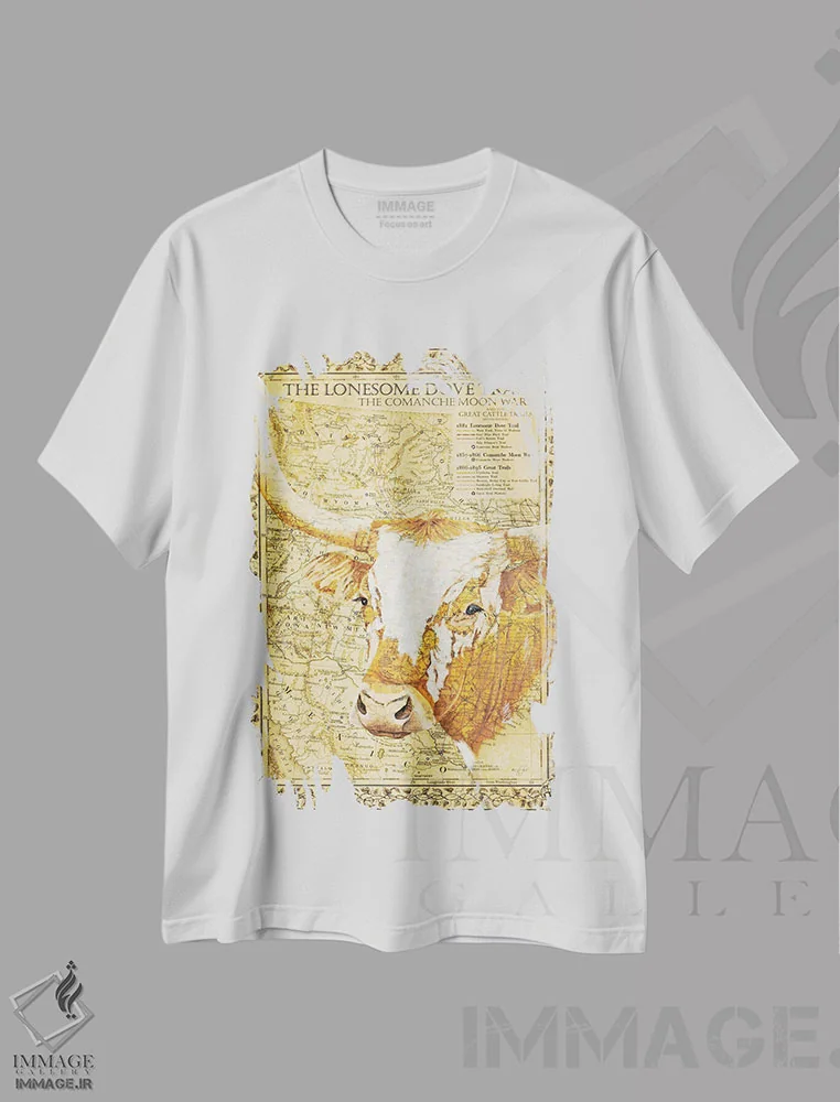 تیشرت سفید طرح دار جادهٔ کبوتر تنها، هنر دیجیتال اثر دایان فیفر | فروشگاه ایماژ