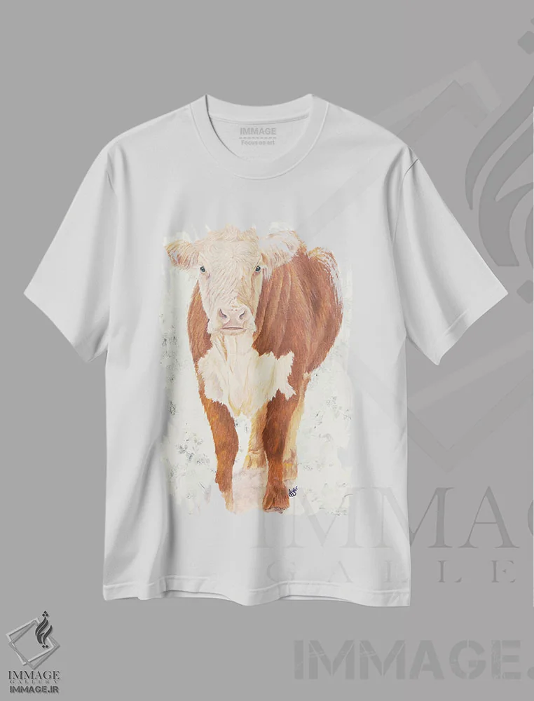 تیشرت سفید طرح دار گاو مولی موو، دکور روستایی اثر دایان فیفر | immage.ir