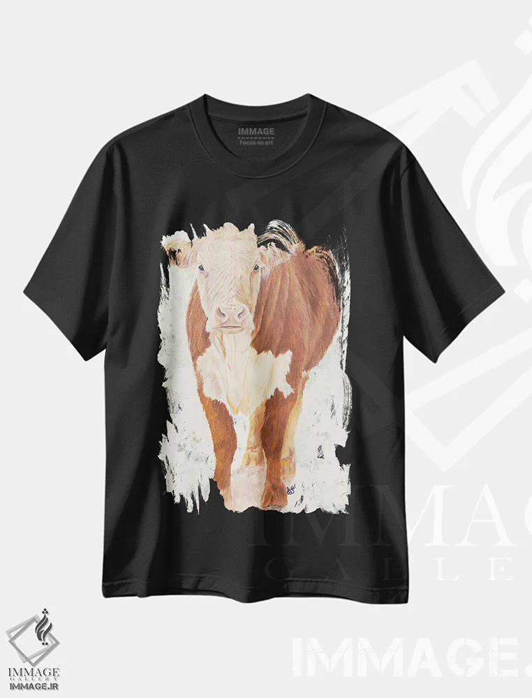 تیشرت مشکی طرح دار گاو مولی موو، دکور روستایی اثر دایان فیفر | فروشگاه ایماژ
