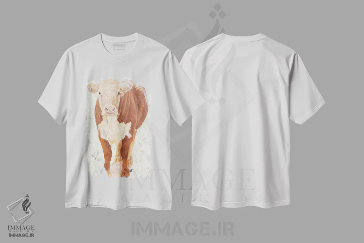 تیشرت سفید طرح دار گاو مولی موو، دکور روستایی اثر دایان فیفر | immage.ir