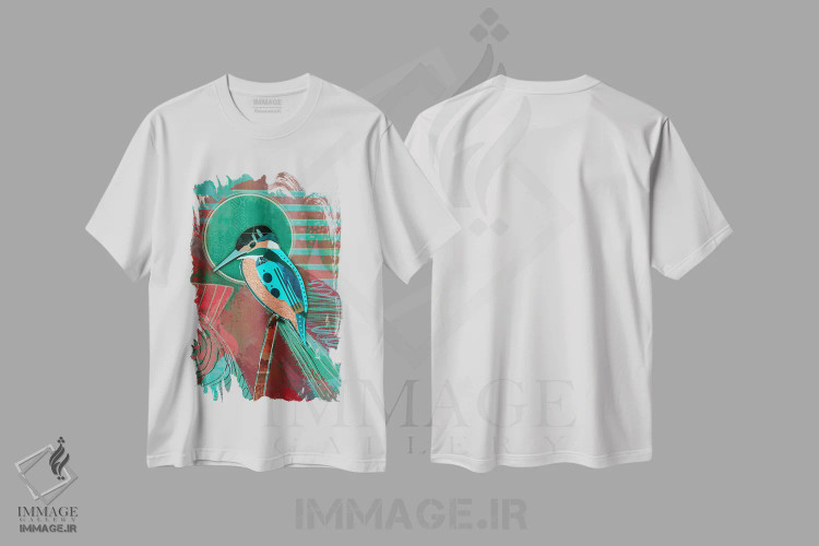 تیشرت سفید طرح دار پرنده انتزاعی، آبستره اثر دارلا فرارا | immage.ir