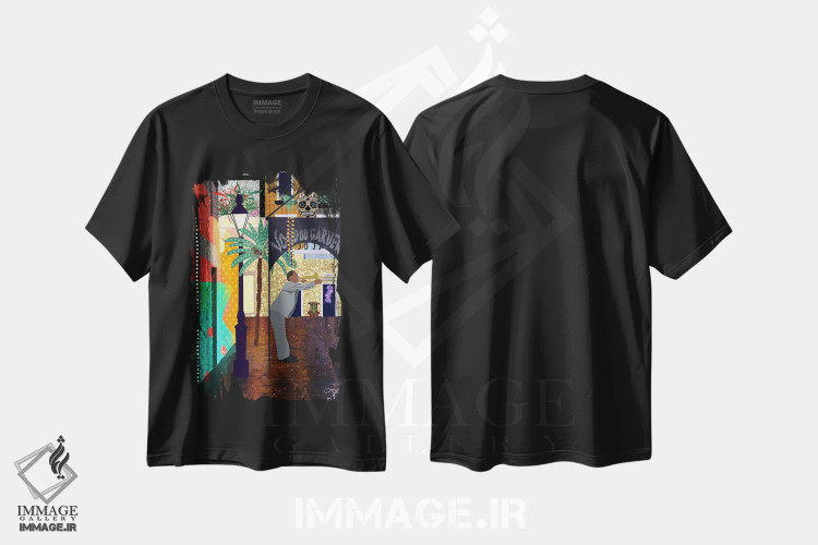 تیشرت مشکی طرح دار محله فرانسوی، هنر دیجیتال اثر دارلا فرارا | فروشگاه ایماژ