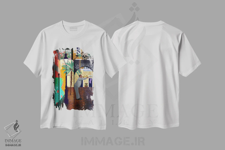تیشرت سفید طرح دار محله فرانسوی، هنر دیجیتال اثر دارلا فرارا | immage.ir