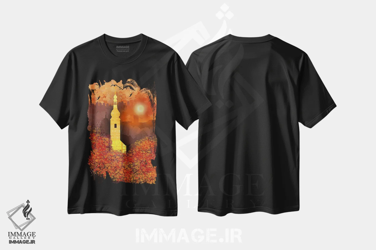 تیشرت مشکی طرح دار معبد، هنر دیجیتال اثر دارلا فرارا | immage.ir