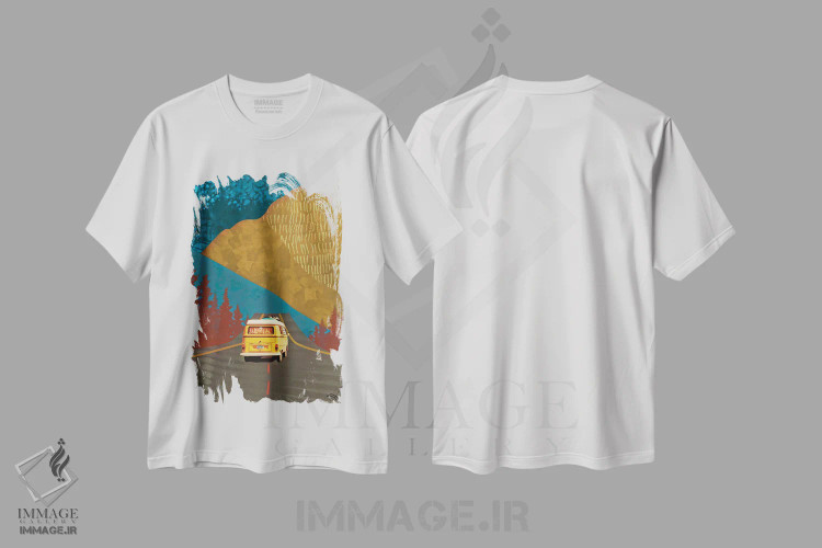تیشرت سفید طرح دار ون زرد، هنر دیجیتال اثر دارلا فرارا | immage.ir
