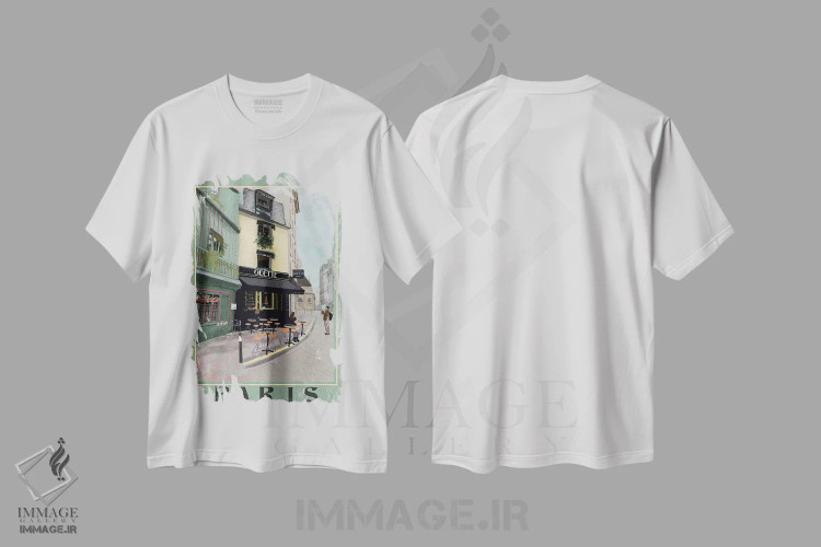تیشرت سفید طرح دار خانه اودت پاریس، هنر دیجیتال اثر دارلا فرارا | immage.ir